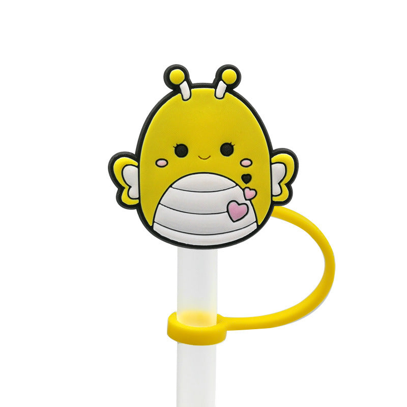 Wholesale 10pcs Cartoon Plush Straw Cap Silicone Dust Plug